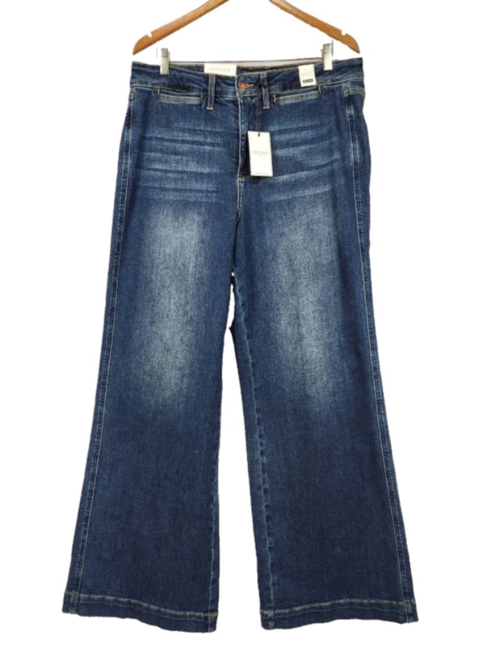 NWT Judy Blue Retro Wide Denim Jeans Womens 18W Blue High Waist Boho Classic